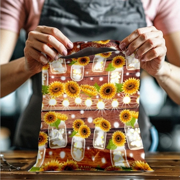20 Autumn Fall Sunflower Mason Jar Print Poly Mailers 10 X 13 - Picture 1 of 2
